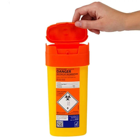 0.5L Sharps Bin for Disposal of Contaminated Tattoo Needles - SINGLE NEEDLE