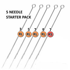 5 Pack Stick and Poke Tattoo Needles - 1 each of 3RL, 5RL, 7RL, 9RL and 7RS