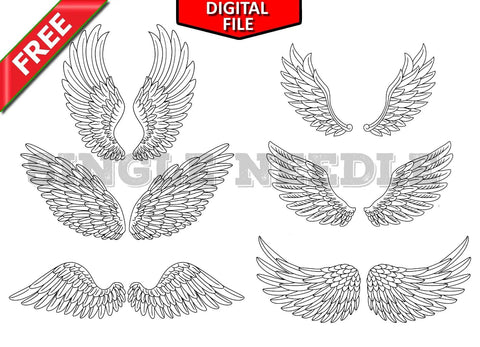 Angel Wings Tattoo Flash Sheet Stencil for Real Stick and Poke Tattoos - FREE DOWNLOAD - SINGLE NEEDLE