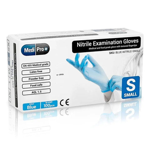 Blue Nitrile Nitrile Disposable Gloves for Tattooing - Box of 100 - SINGLE NEEDLE