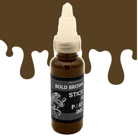 Bold Brown - Stick and Poke Tattoo Ink - SINGLE NEEDLE
