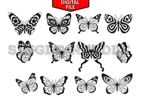 Butterfly 2 Tattoo Flash Sheet Stencil for Real Stick and Poke Tattoos - SINGLE NEEDLE