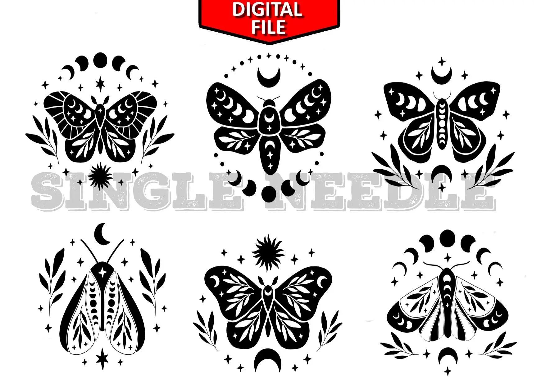 Butterfly Tattoo Flash Sheet Stencil for Real Stick and Poke Tattoos - SINGLE NEEDLE