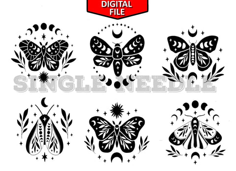 Butterfly Tattoo Flash Sheet Stencil for Real Stick and Poke Tattoos - SINGLE NEEDLE