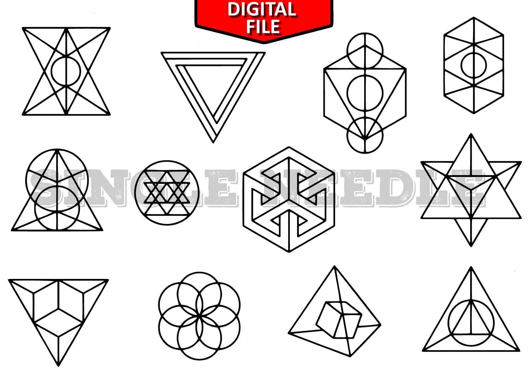 Geometric Shape Tattoo Flash Sheet Stencil for Real Stick and Poke Tattoos | SINGLE NEEDLE geometric-shape-tattoo-flash-sheet-stencil-for-real-stick-and-poke-tattoos-single-needle