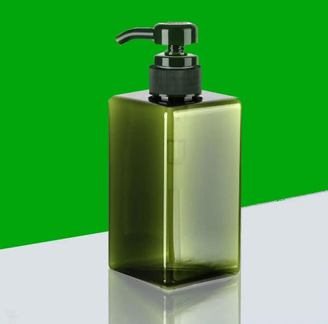 Soap Pump Bottle  - 450ml (15.2oz)  - Green Square Plastic - SINGLE NEEDLE