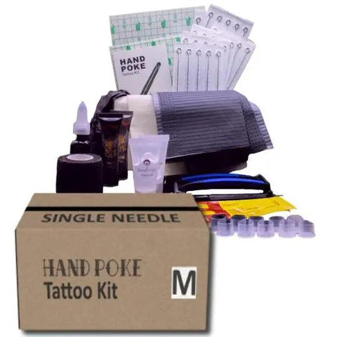 Stick and Poke TATTOO KIT - MEDIUM Box of 74 Hand Poke Tattooing Supplies - SINGLE NEEDLE