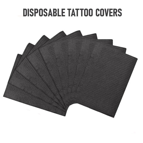 Tattoo Table Covers 50pcs Disposable Black Tattooing Waterproof Sheets 45 x 33cm - SINGLE NEEDLE