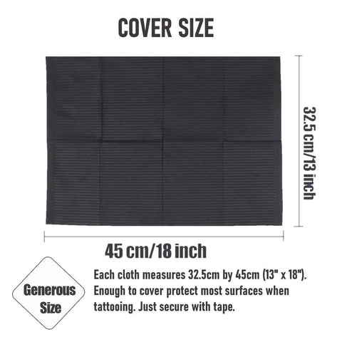 Tattoo Table Covers 50pcs Disposable Black Tattooing Waterproof Sheets 45 x 33cm - SINGLE NEEDLE