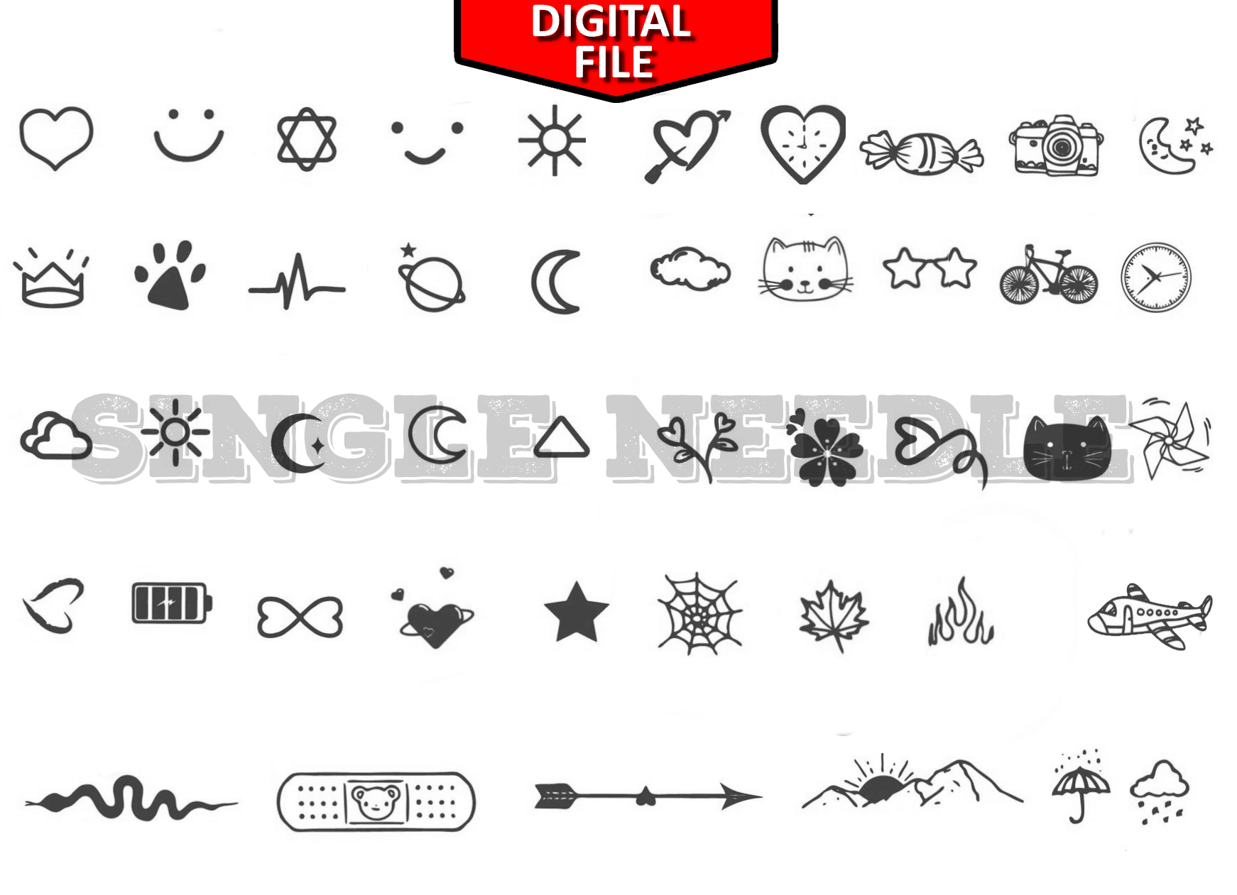 400 Mini Finger Toe Tattoo Flash Sheet Stencil for Real Stick and Poke Tattoos | SINGLE NEEDLE 400-mini-finger-toe-tattoo-flash-sheet-stencil-for-real-stick-and-poke-tattoos-single-needle