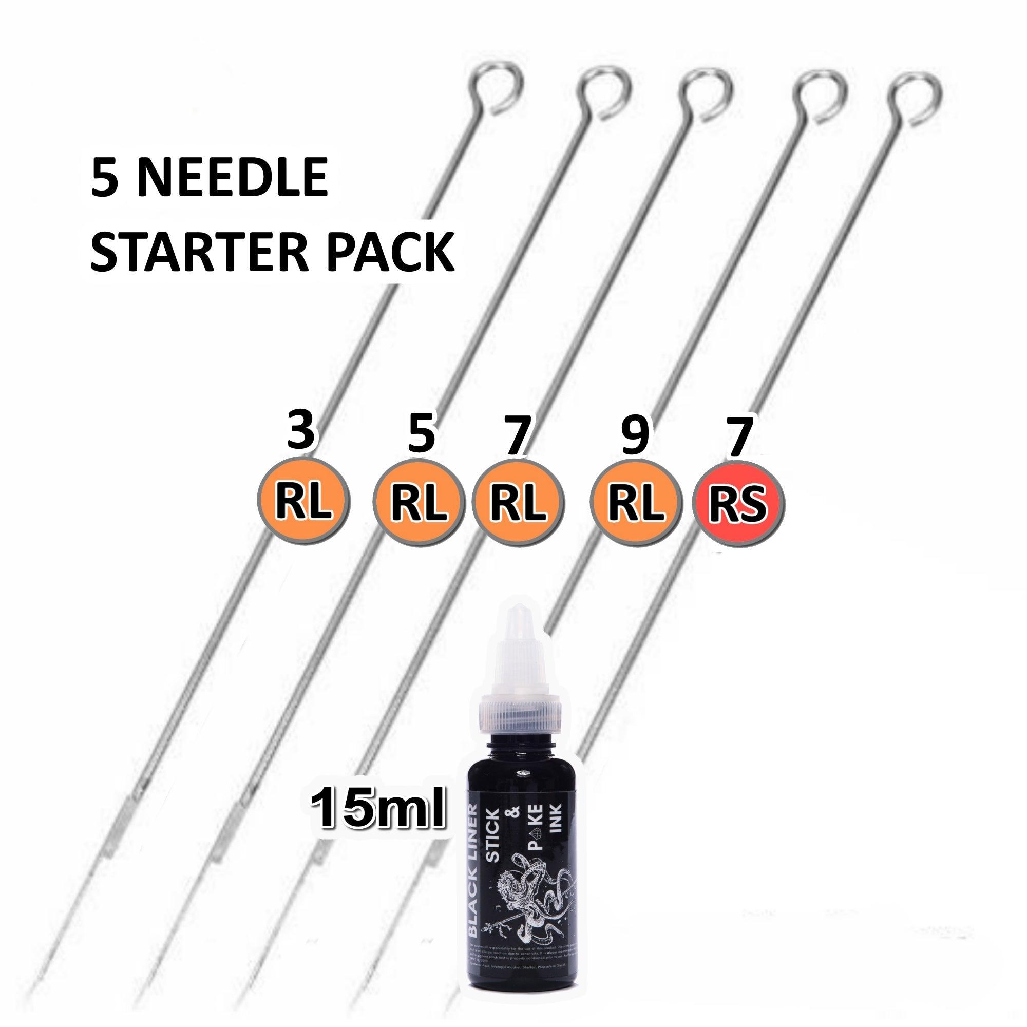5 Pack Stick and Poke Tattoo Needles - 1 each of 3RL, 5RL, 7RL, 9RL and ...