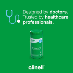 Clinell Universal Cleaning and Disinfectant Wipes for Surfaces - Tub of 100 Wipes - Multi Purpose Wipes, Kills 99.99% of Germs