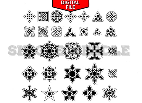 Celtic Knots Tattoo Flash Sheet Stencil for Real Stick and Poke Tattoos - SINGLE NEEDLE