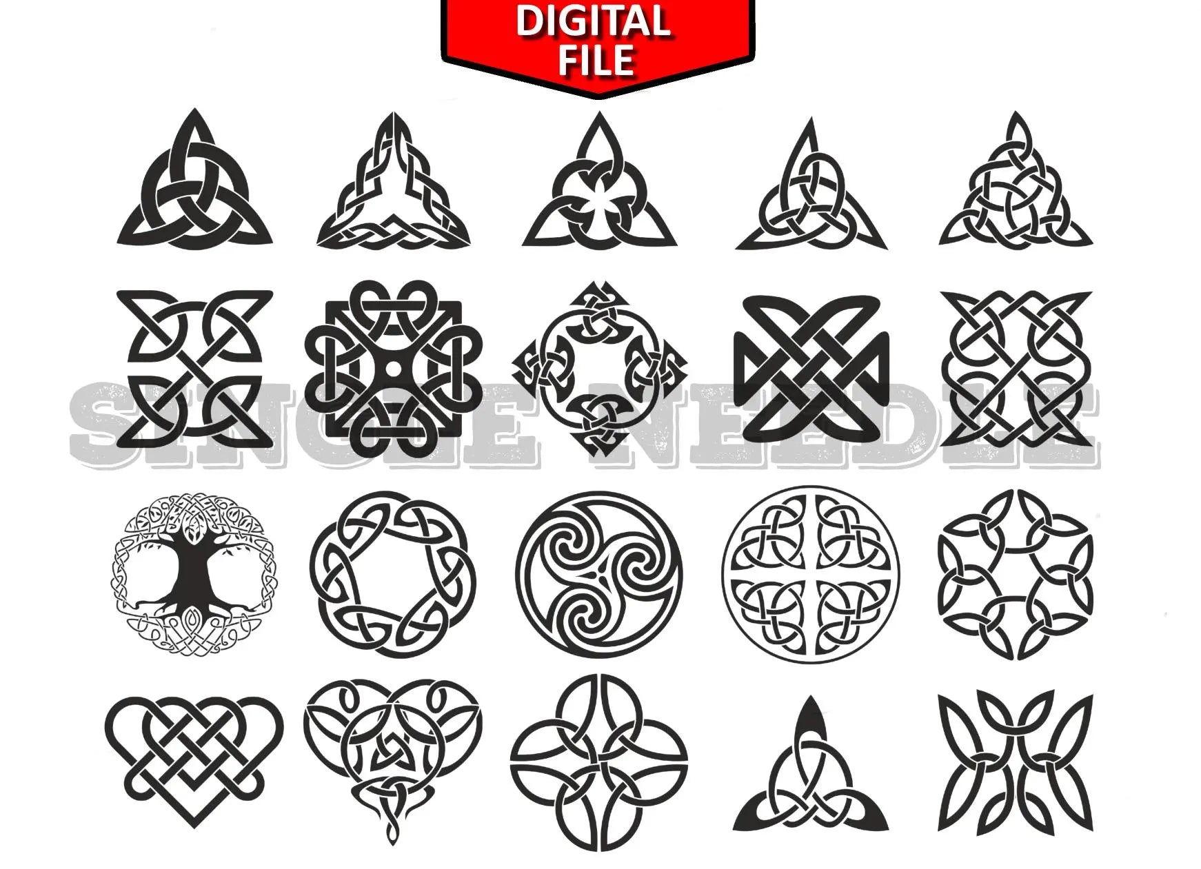 Celtic Patterns Tattoo Flash Sheet Stencil for Real Stick and Poke Tattoos - SINGLE NEEDLE