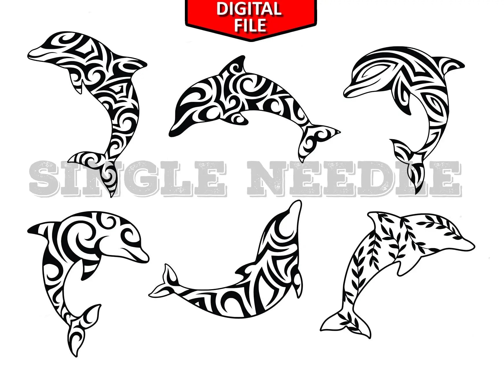 Dolphin Tattoo Flash Sheet Stencil for Real Stick and Poke Tattoos - SINGLE NEEDLE