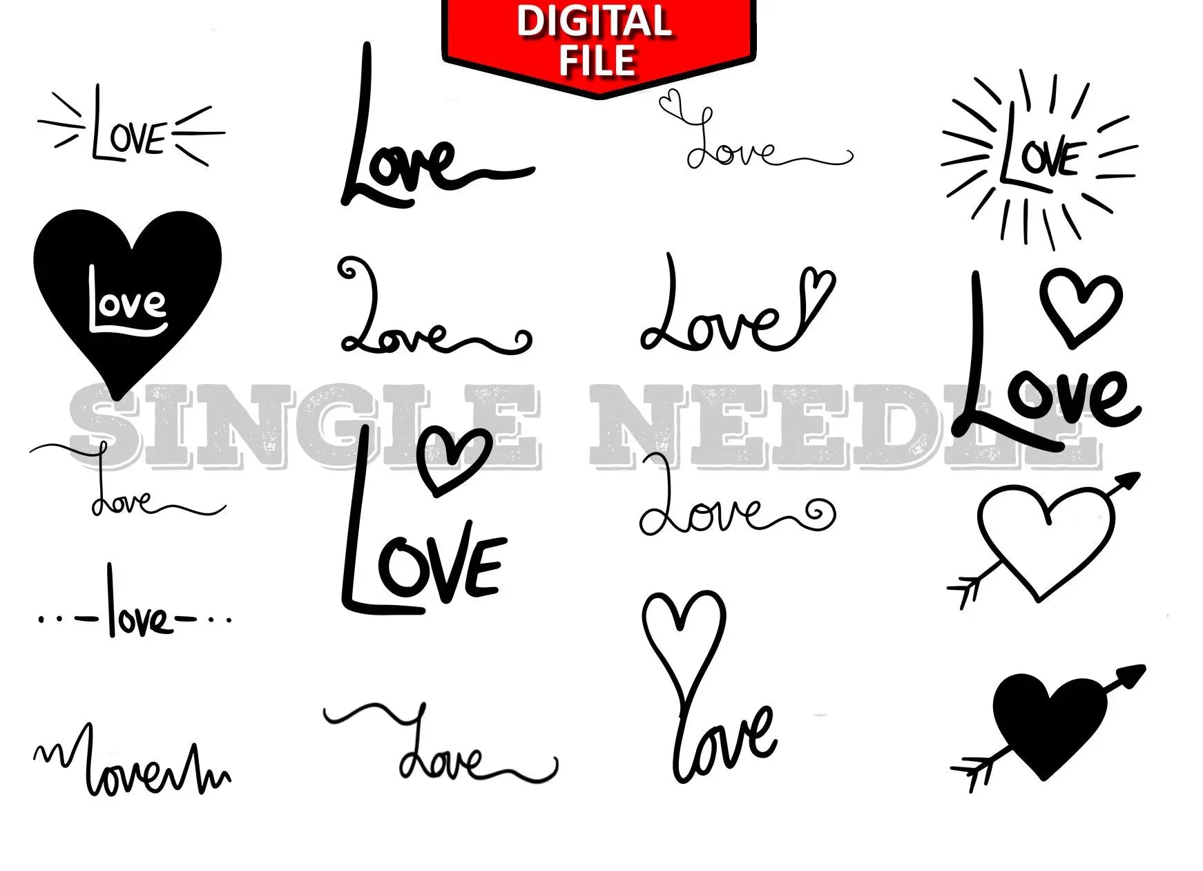 Love Tattoo Flash Sheet Stencil for Real Stick and Poke Tattoos - SINGLE NEEDLE