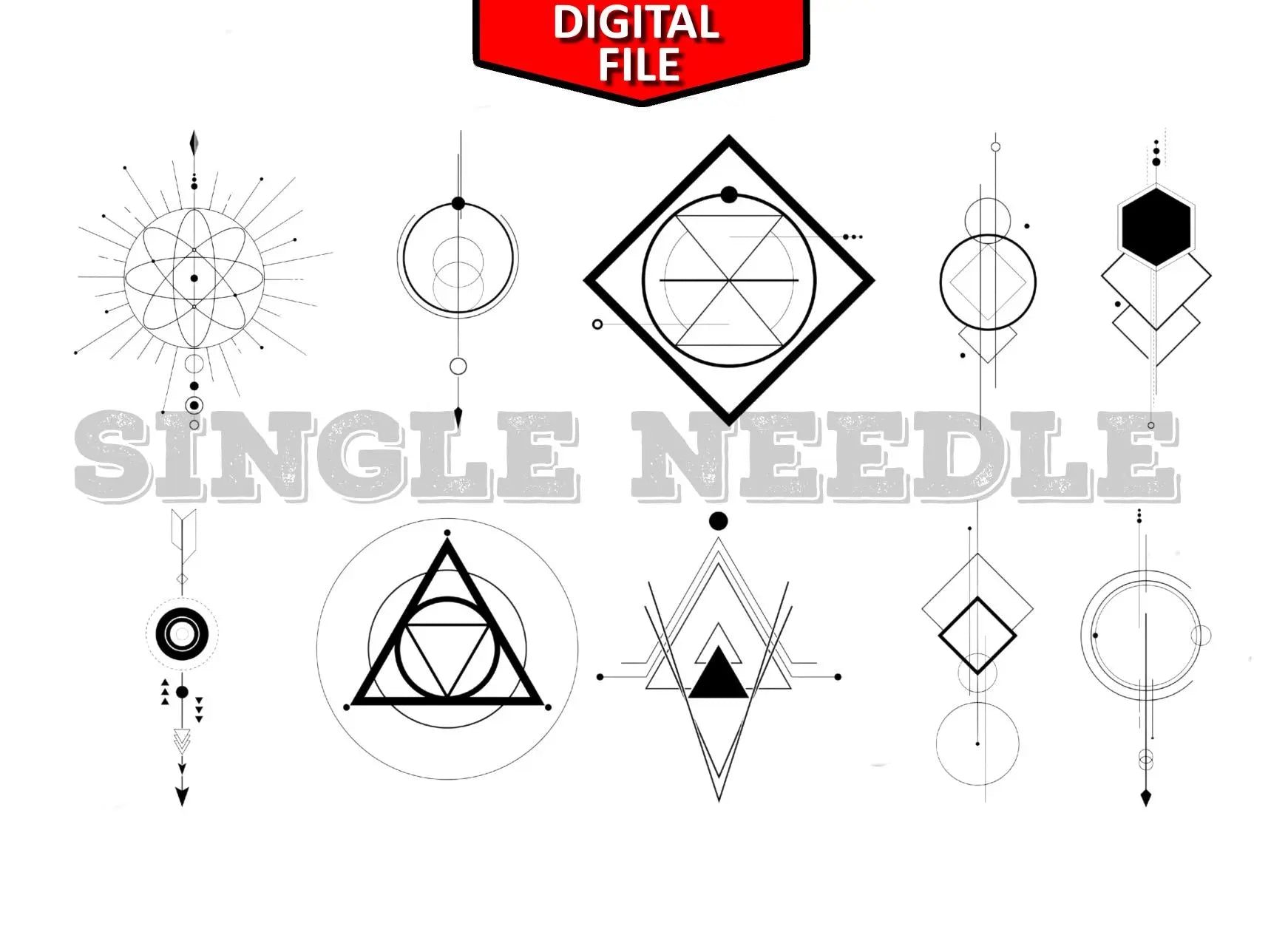 Magical Symbols Tattoo Flash Sheet Stencil for Real Stick and Poke Tattoos - SINGLE NEEDLE