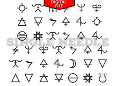 Mini Alchemy Symbols Tattoo Flash Sheet Stencil for Real Stick and Poke Tattoos - SINGLE NEEDLE