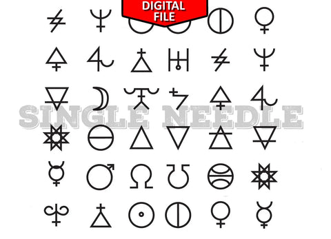 Mini Alchemy Symbols Tattoo Flash Sheet Stencil for Real Stick and Poke Tattoos - SINGLE NEEDLE