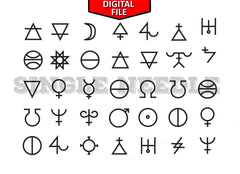 Mini Alchemy Symbols Tattoo Flash Sheet Stencil for Real Stick and Poke Tattoos - SINGLE NEEDLE