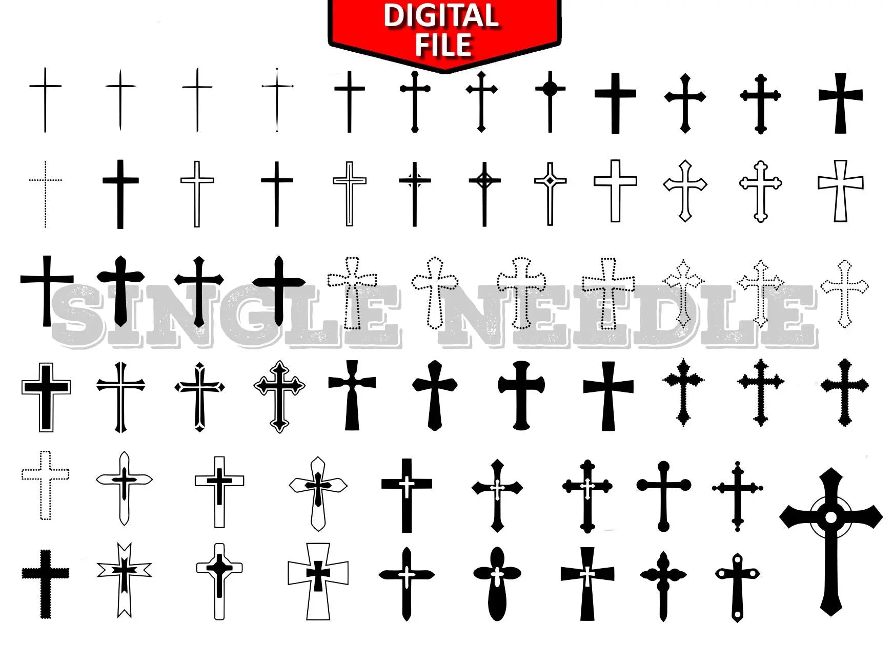 Mini Crosses Tattoo Flash Sheet Stencil for Real Stick and Poke Tattoos - SINGLE NEEDLE