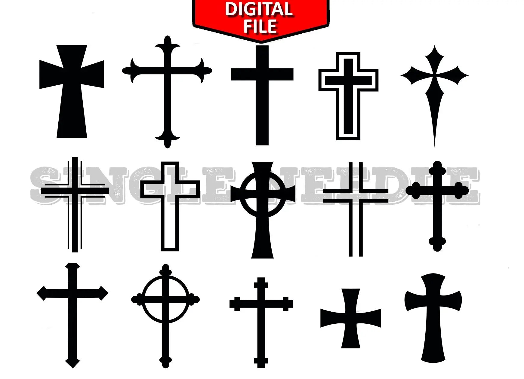 Religious Crosses Tattoo Flash Sheet Stencil for Real Stick and Poke Tattoos - SINGLE NEEDLE