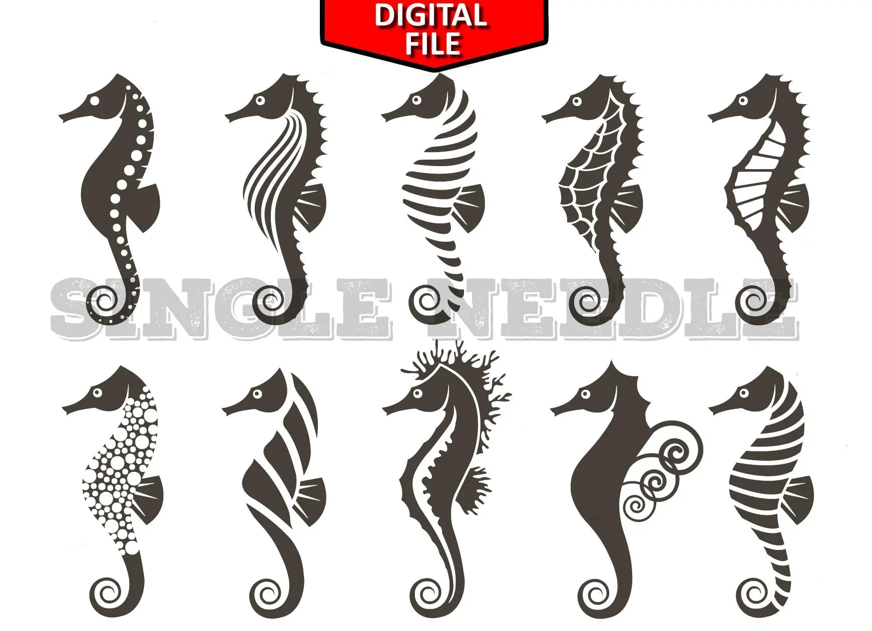 Seahorse Tattoo Flash Sheet Stencil for Real Stick and Poke Tattoos - SINGLE NEEDLE