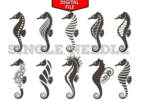 Seahorse Tattoo Flash Sheet Stencil for Real Stick and Poke Tattoos - SINGLE NEEDLE