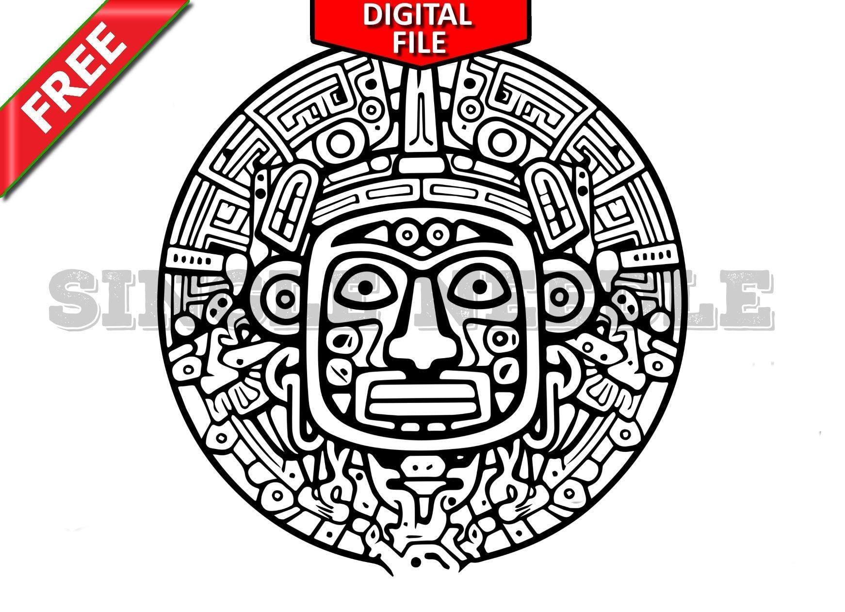 Aztec Symbols Tattoo Flash Sheet Stencil for Real Stick and Poke ...