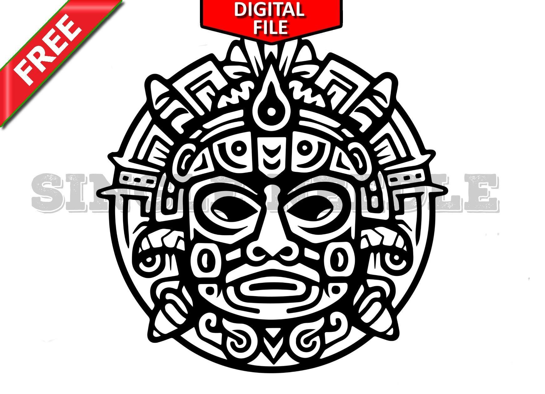 Aztec Tattoo Flash Ancent Mexican Tattoo Flash Set. Set Of Aztec