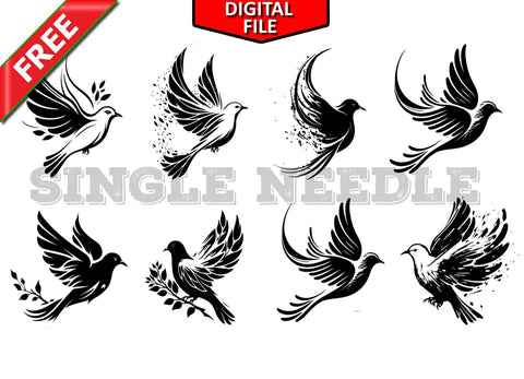 Birds Doves Tattoo Flash Sheet Stencil for Real Stick and Poke Tattoos - FREE DOWNLOAD - SINGLE NEEDLE