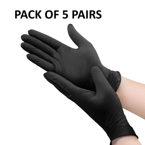 Black Nitrile Nitrile Disposable Gloves for Tattooing - Pack of 5 Pairs - SINGLE NEEDLE