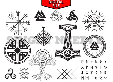 Celtic Symbols Tattoo Flash Sheet Stencil for Real Stick and Poke Tattoos - SINGLE NEEDLE