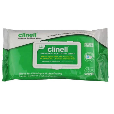 Clinell Universal Sanitising Wipes x 40 - SINGLE NEEDLE