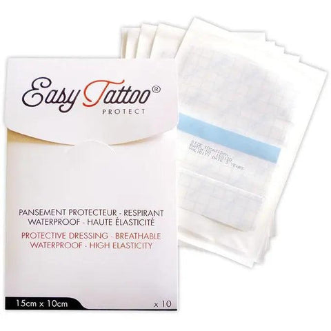EasyTattoo Protective Film Dressings Pack of 10  - 10cm x 15cm - SINGLE NEEDLE