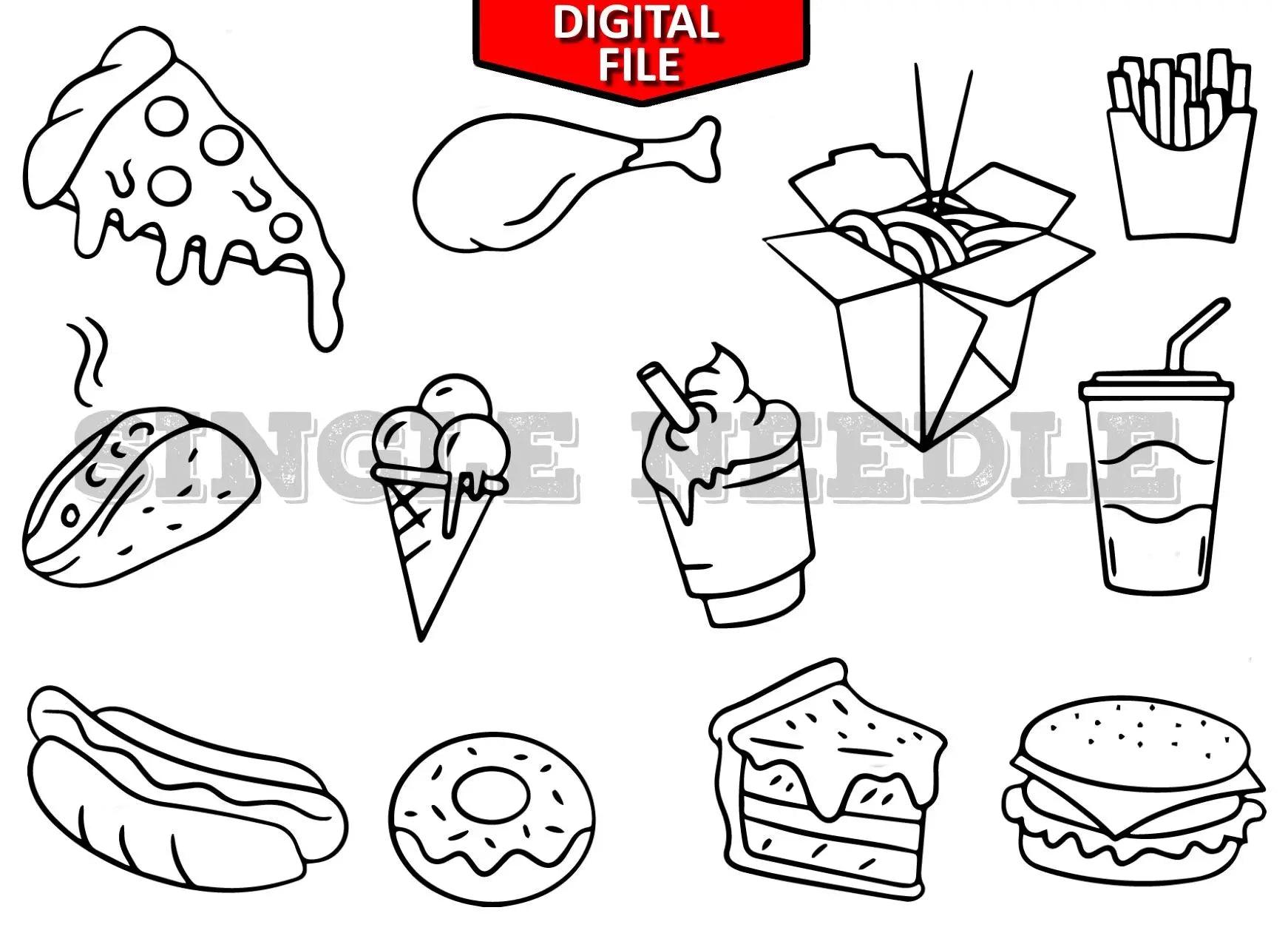 Fast Food Images Tattoo Flash Sheet Stencil for Real Stick and Poke Tattoos - SINGLE NEEDLE