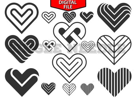 Hearts Tattoo Flash Sheet Stencil for Real Stick and Poke Tattoos - SINGLE NEEDLE