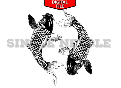 Koi Fish Tattoo Flash Sheet Stencil for Real Stick and Poke Tattoos - SINGLE NEEDLE