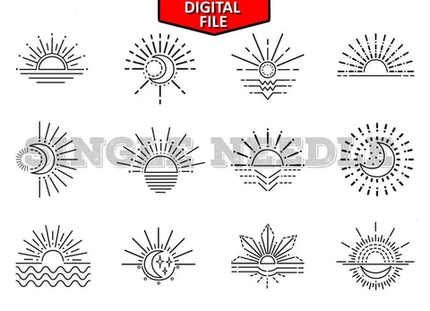 Moon and Sun Tattoo Flash Sheet Stencil for Real Stick and Poke Tattoos - SINGLE NEEDLE