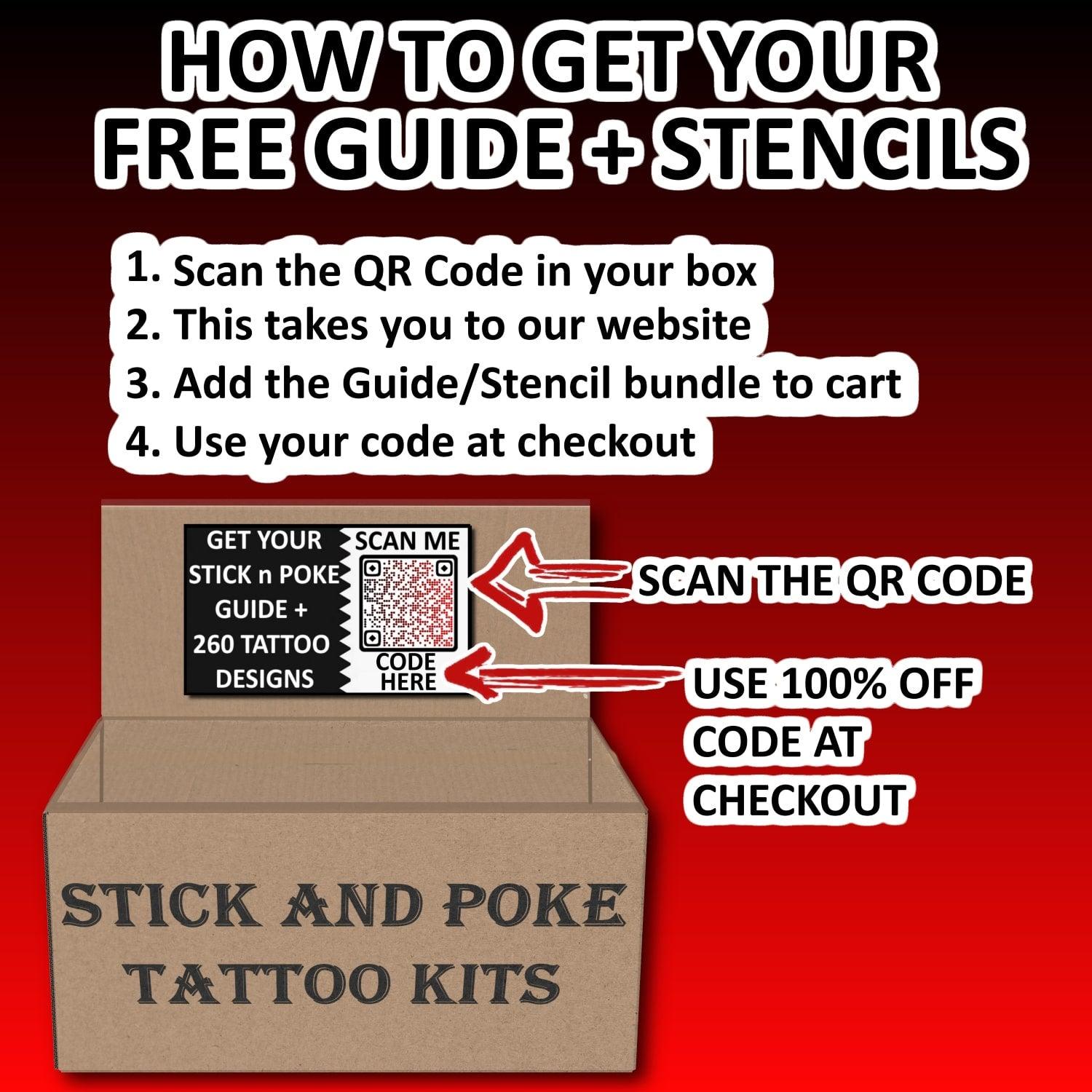 Stick and Poke COMBO Tattoo Kit - LARGE Box of 124 Hand Poke Tattooing Supplies - SINGLE NEEDLE