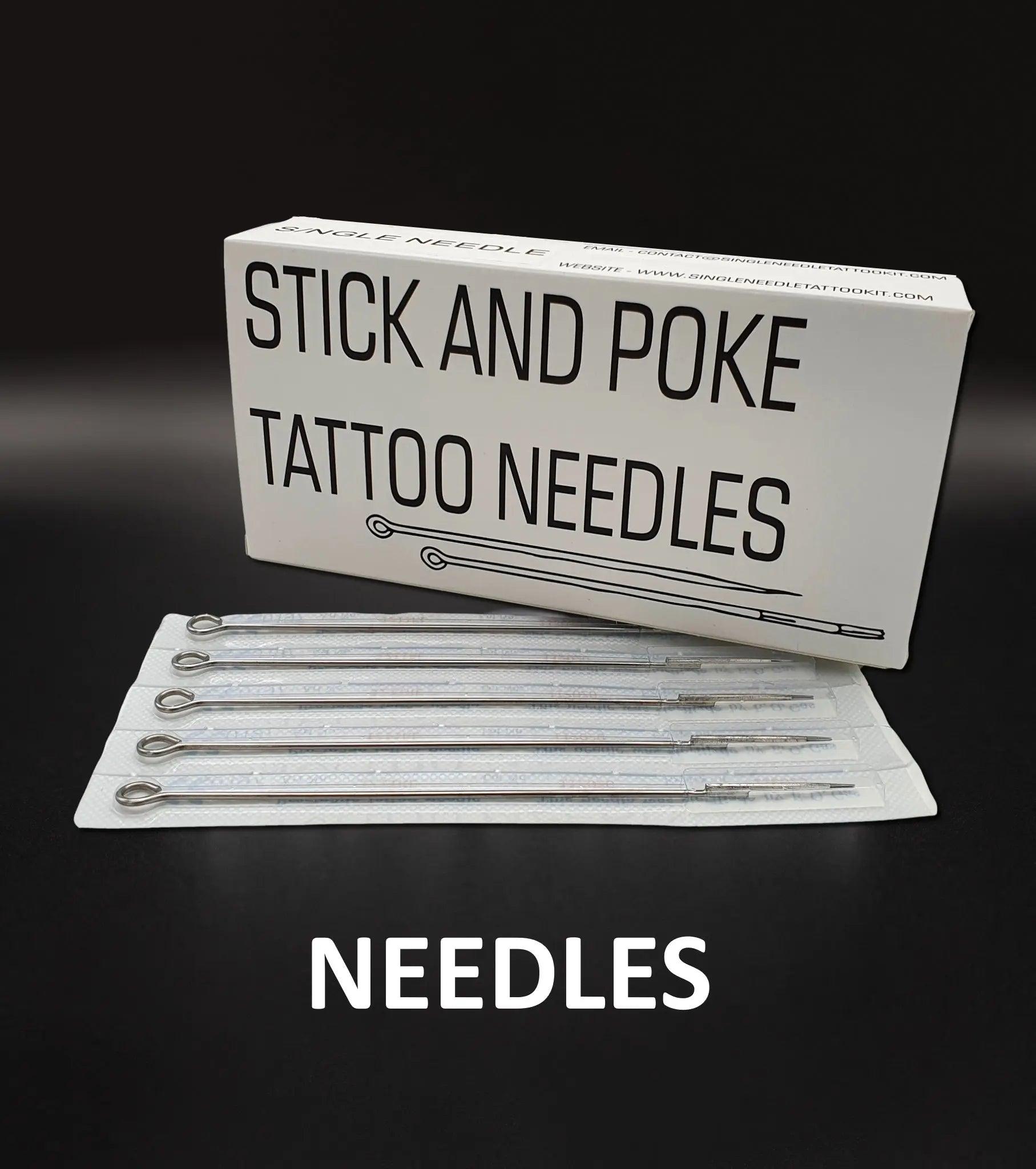Stick and Poke COMBO Tattoo Kit - LARGE Box of 124 Hand Poke Tattooing Supplies - SINGLE NEEDLE
