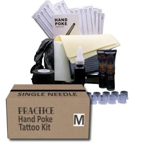 Stick and Poke PRACTICE Tattoo Kit - MEDIUM Box of 80 Hand Poke Tattooing Items - SINGLE NEEDLE