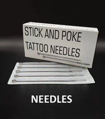 Stick and Poke PRACTICE Tattoo Kit - SMALL Box of 40 Hand Poke Tattooing Items - SINGLE NEEDLE