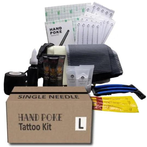 Stick and Poke TATTOO KIT - LARGE Box of 86 Hand Poke Tattooing Supplies - SINGLE NEEDLE