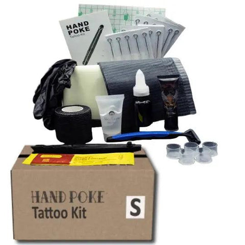 Stick and Poke TATTOO KIT - SMALL Box of 42 Hand Poke Tattooing Supplies - SINGLE NEEDLE