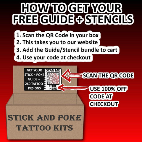Stick and Poke TATTOO KIT - SMALL Box of 42 Hand Poke Tattooing Supplies - SINGLE NEEDLE